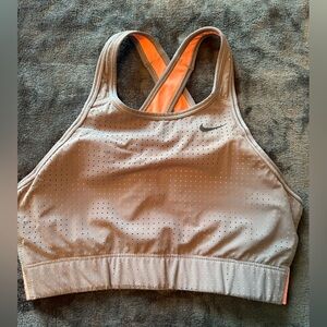 Nike Women's Sports Bra - Gray with Orange Accents